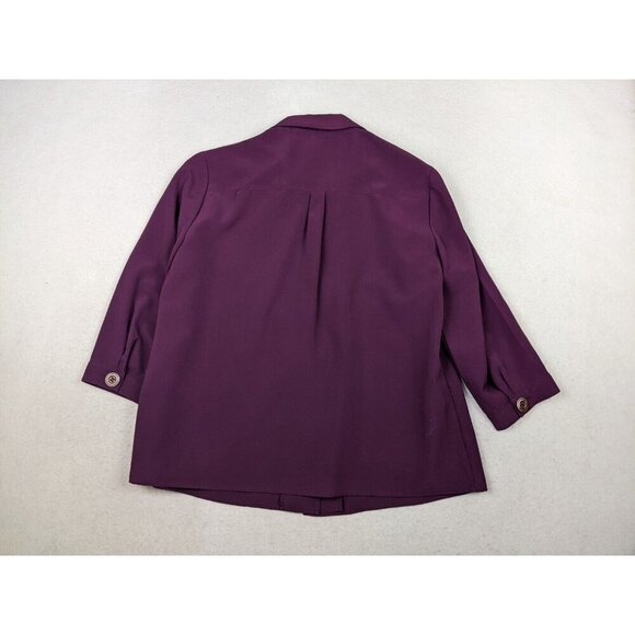 KATHY CHE - WOMEN'S PURPLE 3/4 SLEEVE BUTTON-UP TOP - SIZE S - Picture 6 of 7
